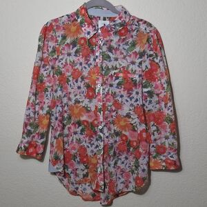 Anthropologie HD In Paris Floral Button Down Blouse - 100% Cotton - Size 10